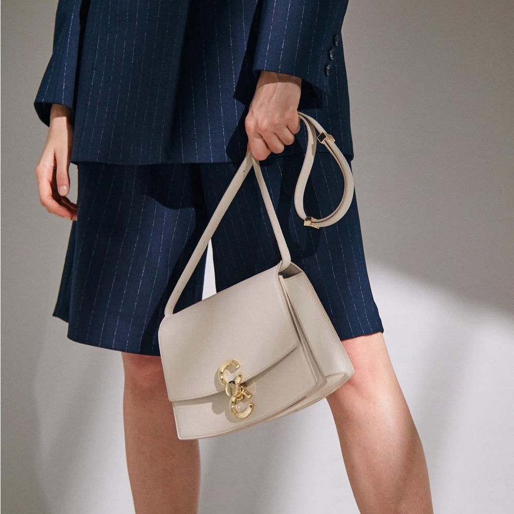 Cafuné Pendulum Mushroom Taupe Textured Leather Bag - Picture 7 of 8